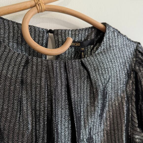 NWT Maje Ralery Metallic Mini Dress in Argent Silver - 36 (Small) - Picture 4 of 6